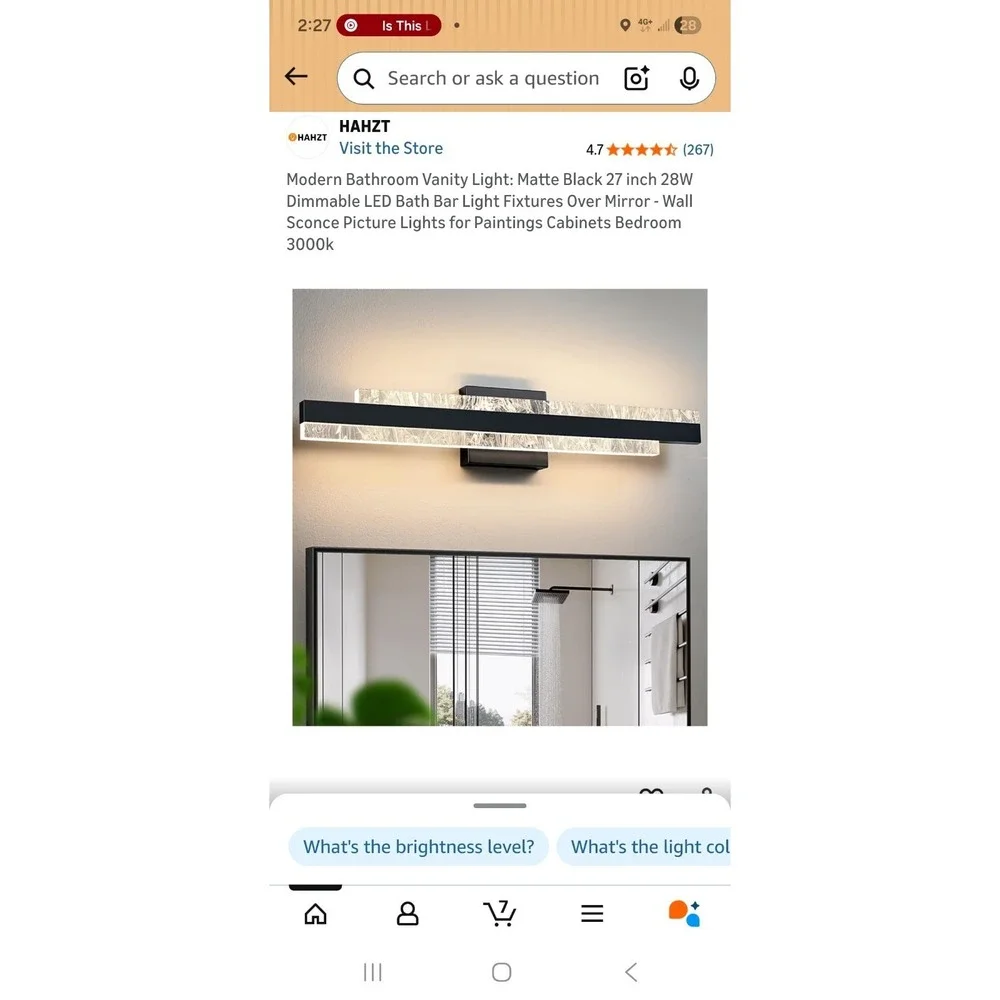 Matte Black 27 inch 28W Dimmable LED Bath Bar Light Fixtures Over Mirror - Wall